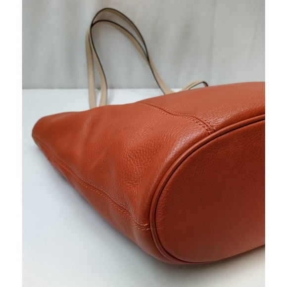 Michael Kors Jet Set Salmon Orange Pebbled Leather Double Handle Tote Bag - Picture 14 of 16